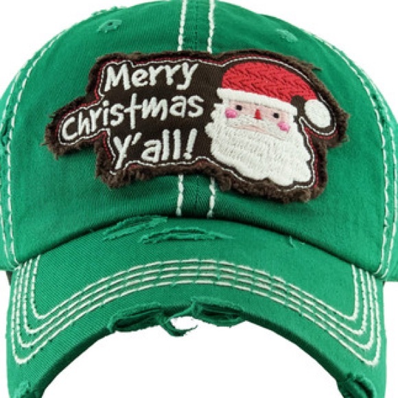 MERRY CHRISTMAS Y'ALL WASHED VINTAGE BALLCAP - Picture 1 of 12